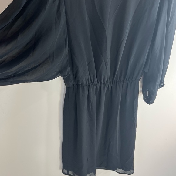 Gianni Bini Party Cocktail Black Mini Dress w Sheer Sleeves Sequined Front Sz S - Picture 6 of 11